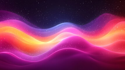 Obraz premium A luminous wave of particles spreading across a subtle gradient.