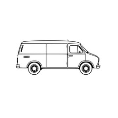 Classic Van Side Profile: A Vintage Vehicle Design Illustration. Perfect for transportation, logistics, and retro-themed projects.