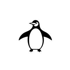 Fototapeta premium Elegant Penguin Icon: Minimalist Black and White Vector Illustration