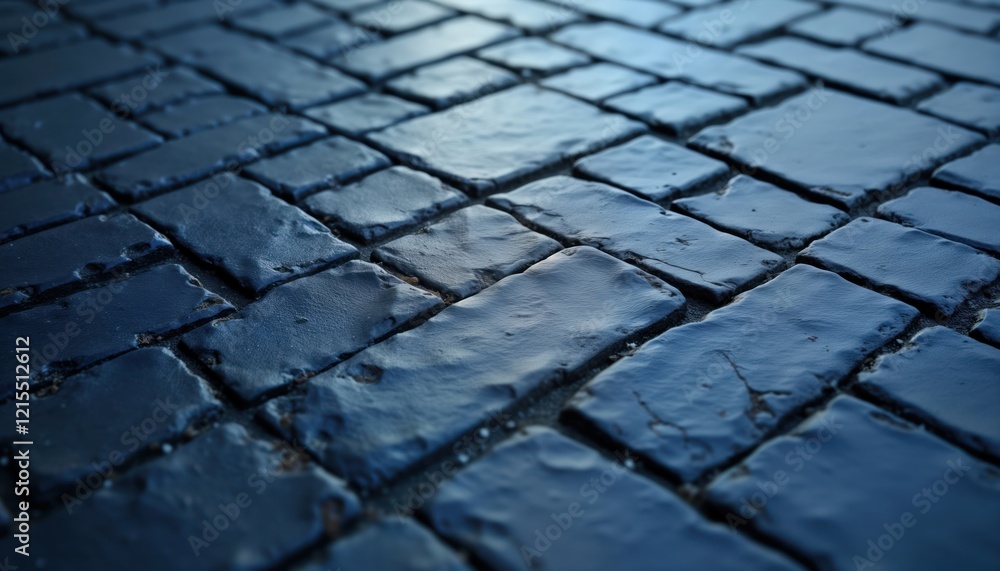 Aufkleber close-up view of patterned blue stone floor. cobblestone texture design. geometric pattern. abstract
