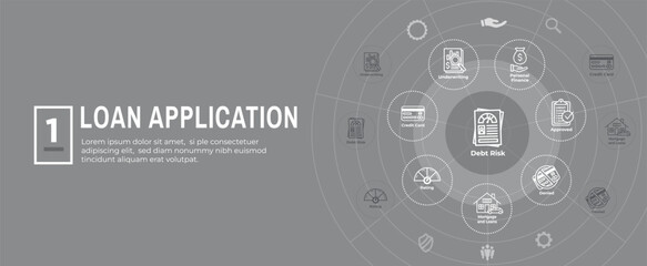 Credit Score for Loan Refinance or Application Icon Set and Web Banner
