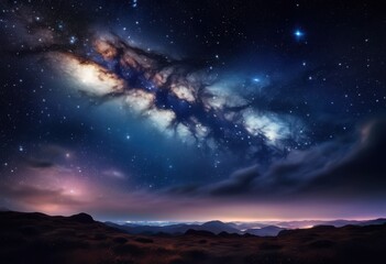 moonlit celestial landscape stunning brilliant ethereal clouds under night sky, astronomy, cosmos, depth, dusk, evening, galaxy, glow, illumination, light