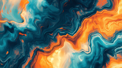 Groovy visual landscape with cosmic blue and electric orange. Electric Canyon. Illustration