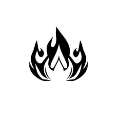 Fiery Abstract Flame Design: Black and White Vector Graphic