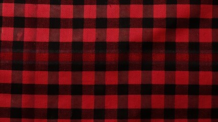 Flannel Red and Black Buffalo Plaid Pattern Fabric Texture - High-Quality Checkered Textile Background for Design and Craft Projects