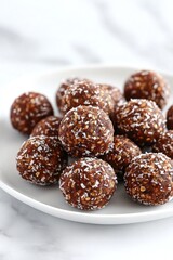 Delicious energy bites coated in coconut, perfect for healthy sn