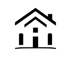 Geometric House Icon: Minimalist Black and White Home Symbol Design. Perfect for real estate, architecture, and home-related projects.