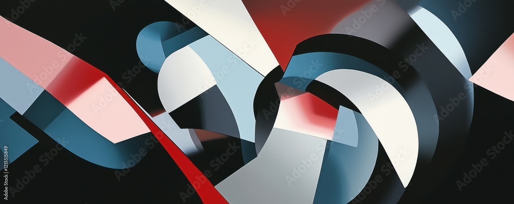 Poster abstract geometric shapes with dynamic curves and bold colors