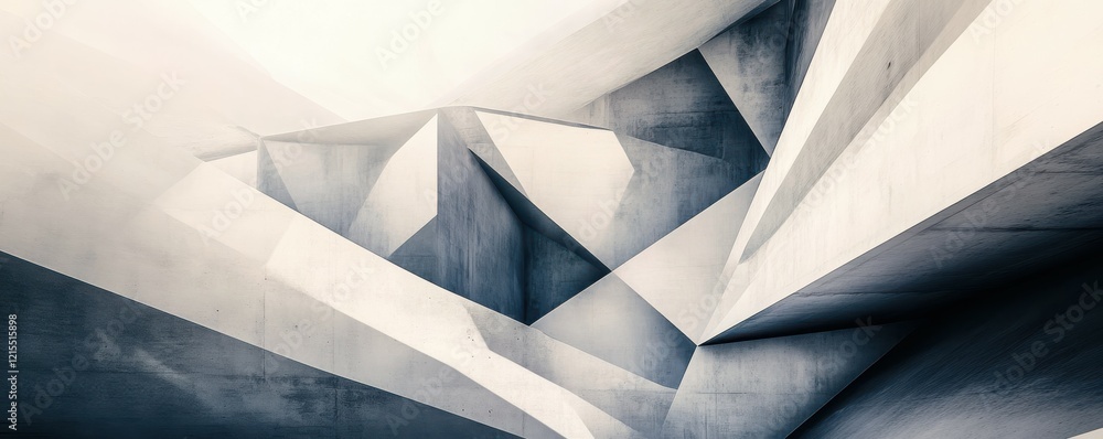 Poster abstract geometric architecture with angular light and shadow patterns