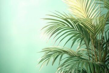 Lush green leaves contrast beautifully against soft mint backdro