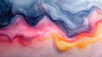 Obraz premium Abstract colorful fluid art painting with swirling waves and glitter.