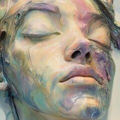 Fototapeta premium Abstract Pastel Sculpture Of A Serene Face