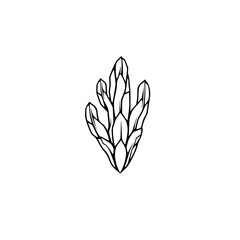 Geometric Crystal Flower: Botanical Line Art Print, Minimalist Black and White Nature Illustration, Elegant Floral Design