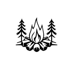 Campfire in the Forest: A Cozy Night Under the Stars. Perfect for nature lovers and adventure seekers. Embrace the warmth and tranquility of the wilderness.