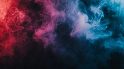 Fototapeta premium A striking image of artistic abstract smoke clouds blending vibrant hues of red and blue, capturing the essence of creativity and movement in a modern form.