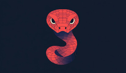 Red snake art on dark bg