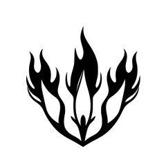 Abstract Flame Design: Black and White Fire Vector Graphic