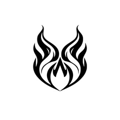 Fiery Abstract Flame Design: Black and White Tribal Tattoo Style Vector Graphic