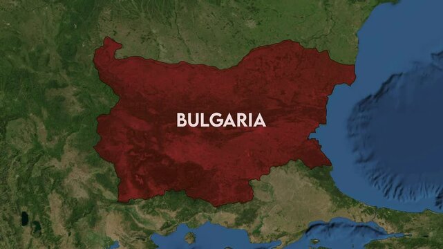 Zoom from Earth to Bulgaria. World map animation with country borders, Images from NASA