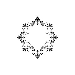 Elegant Floral Frame Design: Vintage Ornament Border for Decoration. Perfect for invitations, cards, and more. Classic black and white vector illustration.