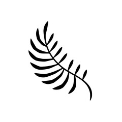 Elegant Black and White Leaf Illustration: Minimalist Botanical Line Art Print