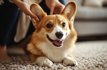 Corgi loves playtime at home