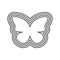 Line art butterfly icon in groovy style