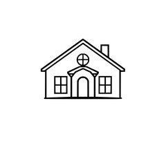 Simple House Line Art: Minimalist Home Design Illustration. Perfect for real estate, architecture, and home decor projects. Clean lines and geometric shapes create a modern aesthetic.