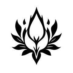 Elegant Black and White Flower Design:  A Simple, Symmetrical Floral Illustration - Perfect for Vintage, Botanical, or Decorative Projects