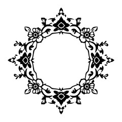 Elegant Black and White Floral Frame: Vintage Ornament Border Design. Perfect for invitations, cards, and decorative projects.
