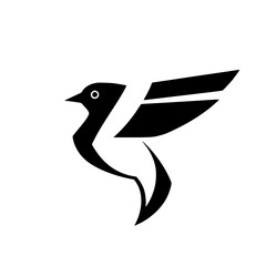 Abstract Bird in Flight: Minimalist Black and White Bird Logo Design