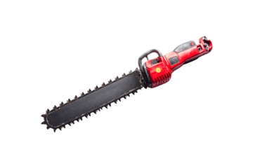 Red Chainsaw Power Tool Equipment Isolated White Background