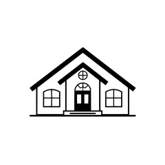 Elegant House Exterior Design: Modern Home Architecture, Real Estate Property, Residential Building, Simple House Sketch