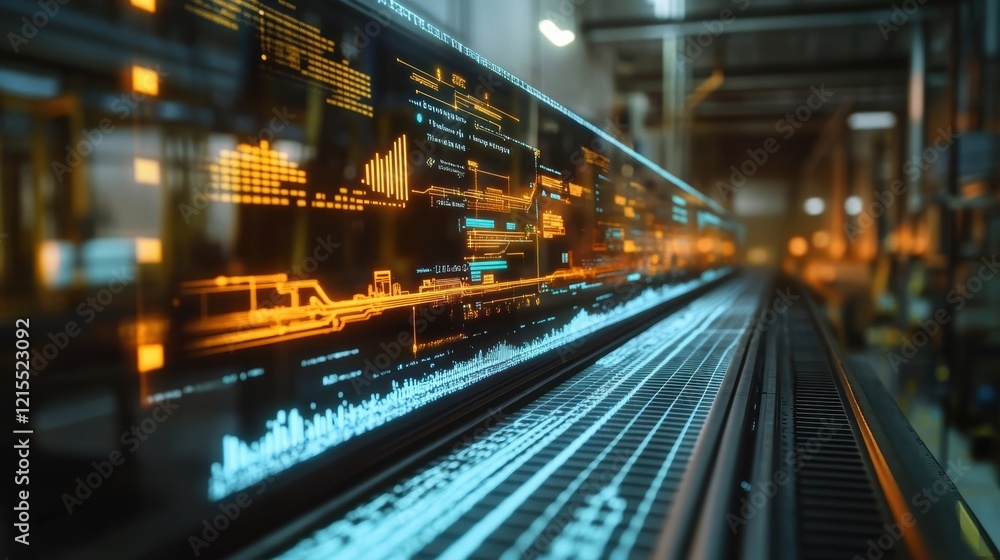 Aufkleber futuristic control panel displaying complex data visualizations and processing information, suggesti