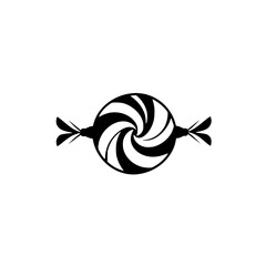 Black and white candy swirl lollipop, minimalist sweet treat icon. Perfect for candy shops, dessert menus, and sweet brands.