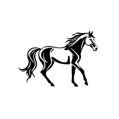 Majestic Horse Silhouette: Elegant Black and White Equine Art Print