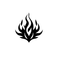 Tribal Fire Flame Tattoo Design: Black and White Vector Graphic