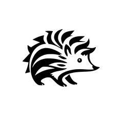 Stylized Hedgehog Vector Illustration: Black and White Mammal Icon
