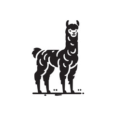 Black Color Alpaca silhouette design Vector Illustration, Solid White Background (3).eps