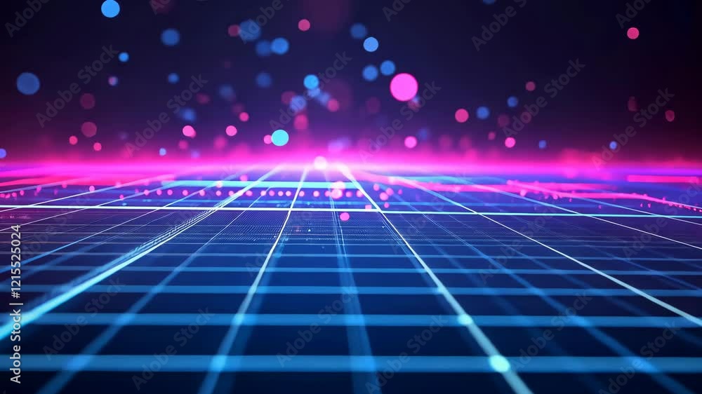 Poster video with a futuristic, technological landscape depicted in a mesmerizing digital art piece. the de