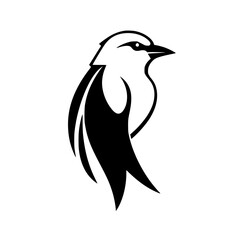 Elegant Black and White Bird Logo: Minimalist Vector Design