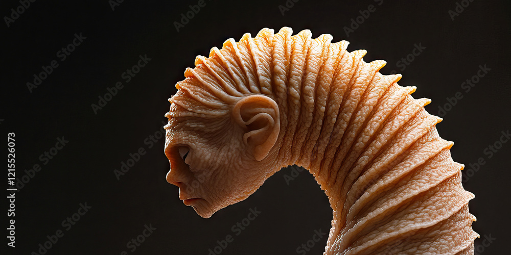 Aufkleber Digital Render of Segmented Creature with Humanoid Head