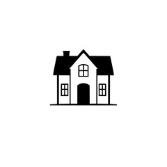 Simple House Illustration: Black and White Minimalist Home Design Icon