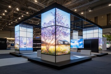 Engaging trade show presentation modular led display solutions exhibition hall bright and inviting environment side view innovative technology