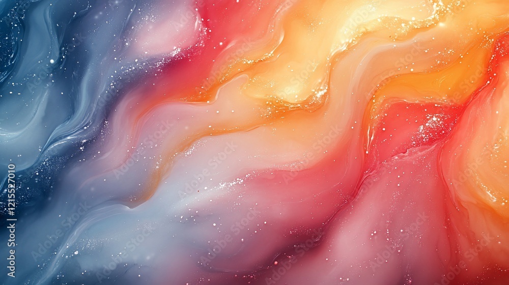 Poster abstract colorful marble texture with swirling patterns and glitter.