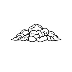 A simple black and white line drawing of fluffy clouds, perfect for weather illustrations, graphic design, or as a simple nature-inspired element.