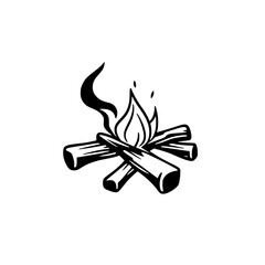 Campfire Night: Embers, Flames, and the Great Outdoors. A Cozy and Relaxing Scene of a Burning Bonfire Under the Night Sky