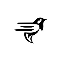 Hummingbird in Flight: A Black and White Minimalist Bird Logo Design