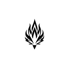 Abstract Black Flame Logo: Tribal Fire Design - Vector Graphic