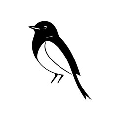 Elegant Black and White Bird Silhouette: A Minimalist Nature Illustration